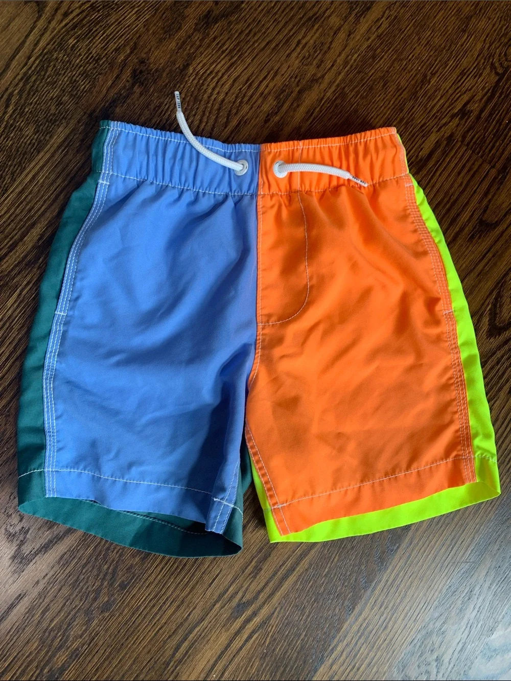 GAP Boys' Colorblock Swim Shorts - Neon Yellow, Teal, Light Blue - Small (6-7)